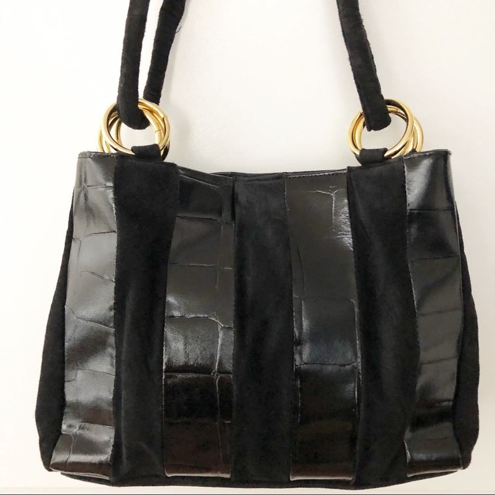 Vintage Patent Leather & Suede Convertible Bag M04